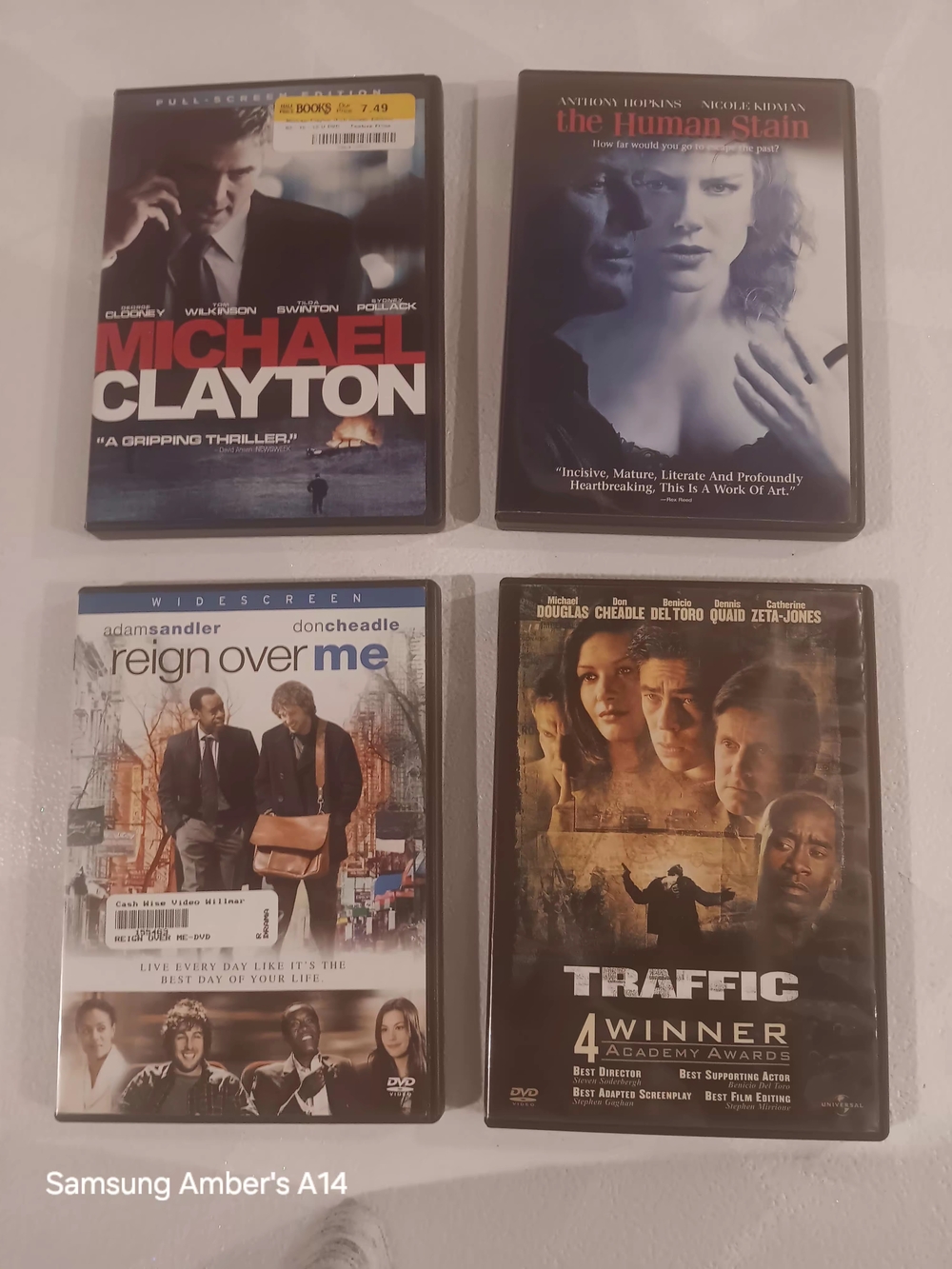 Boxed DVD Lot: Michael Clayton, The Human Stain, Reign Over Me, Traffic